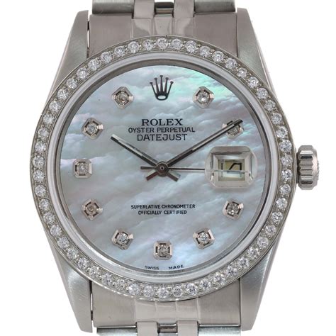 rolex 36mm datejust diamond bezel|Rolex 36mm Datejust with diamonds.